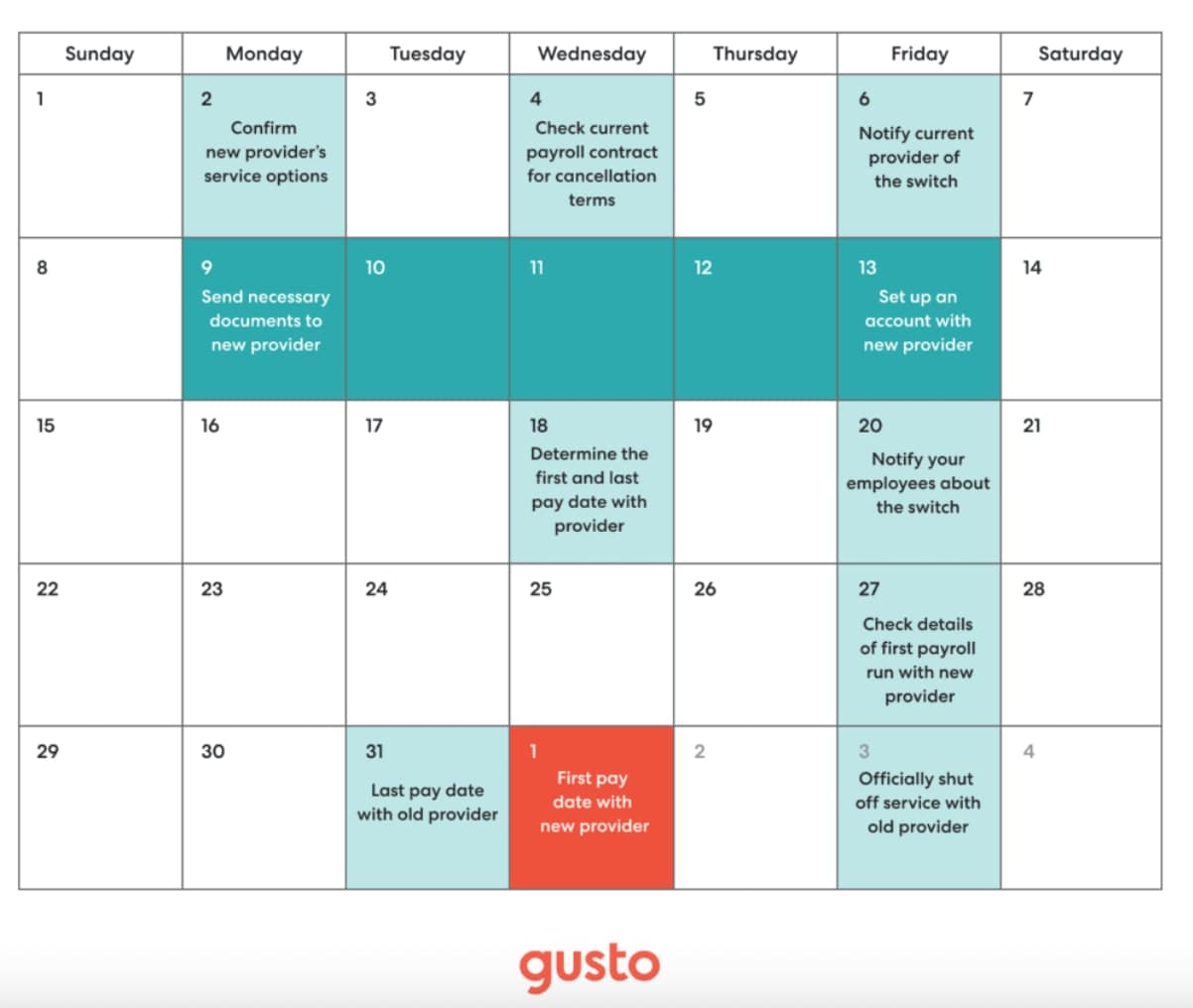 sample December calendar