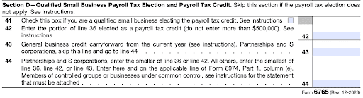 Form 6765 -Section D