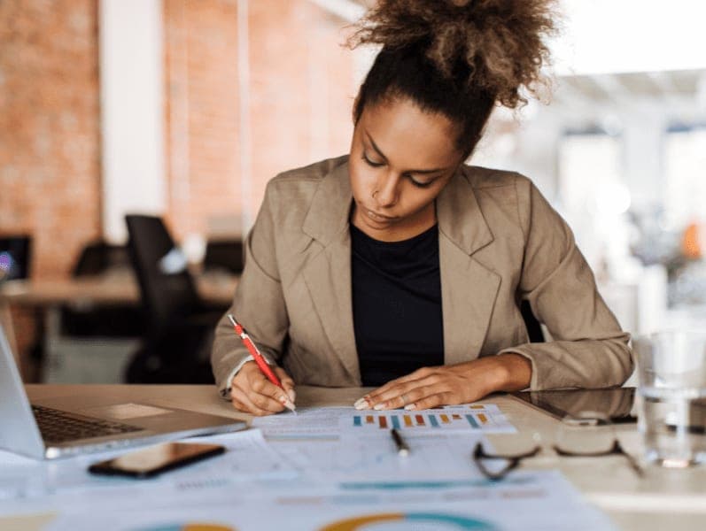 Young employee working in a creative office.