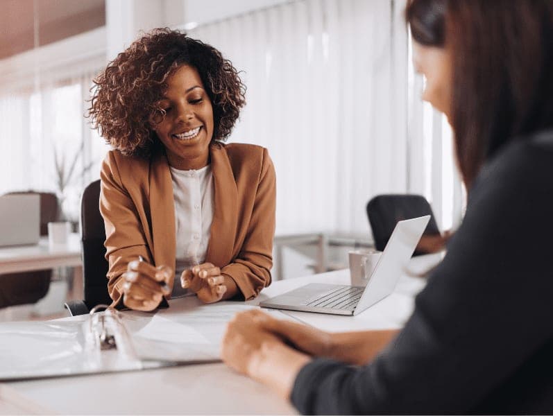 Female client consulting with an accountant in the office.
