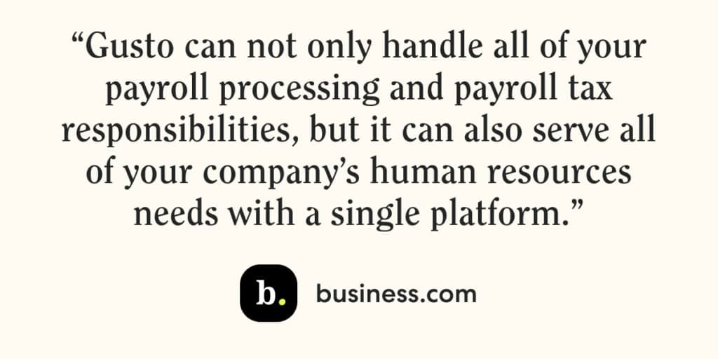 Quote from Business.com on Gusto