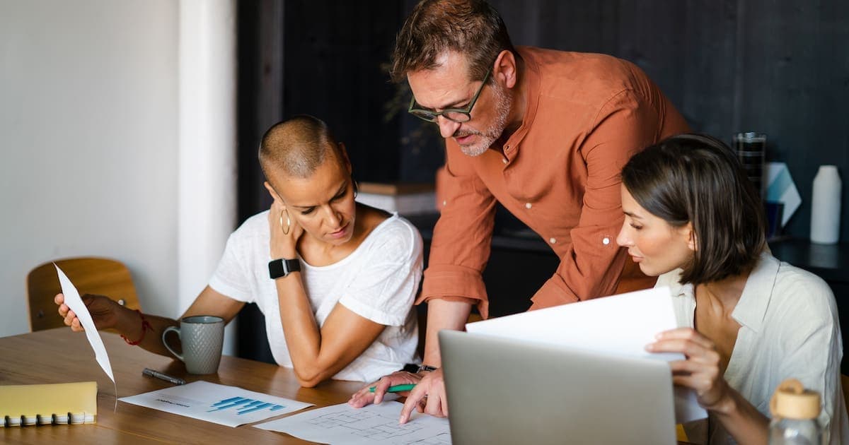Business colleagues working together on a project.