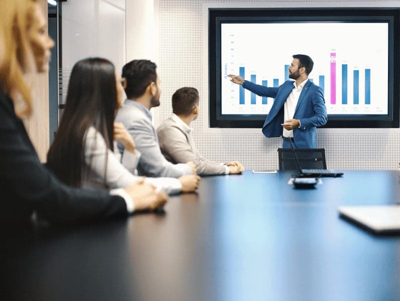 Board room meeting at a business company.