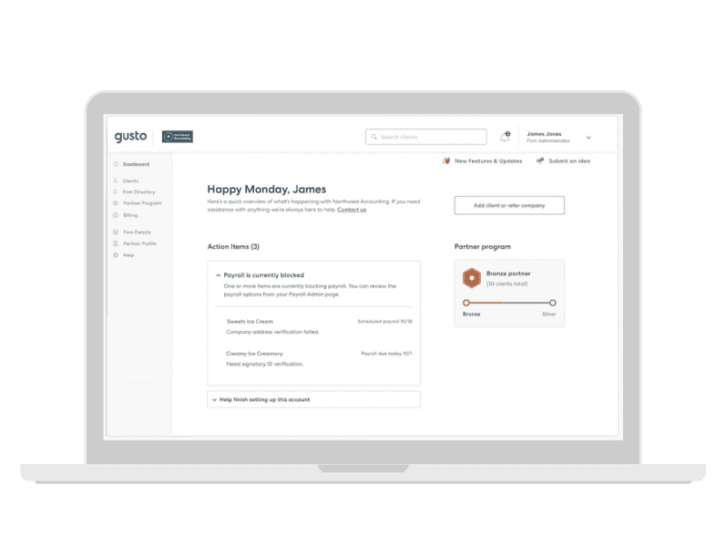 Gusto Pro desktop home screen