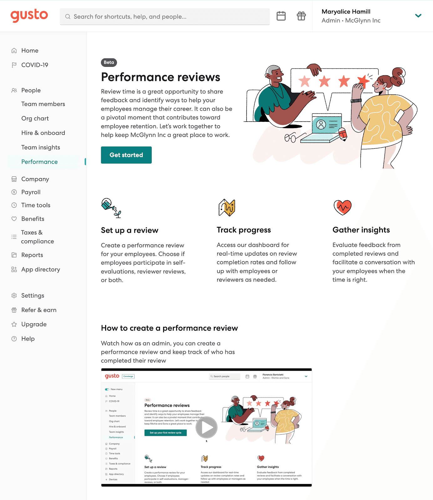 Gusto software performace reviews
