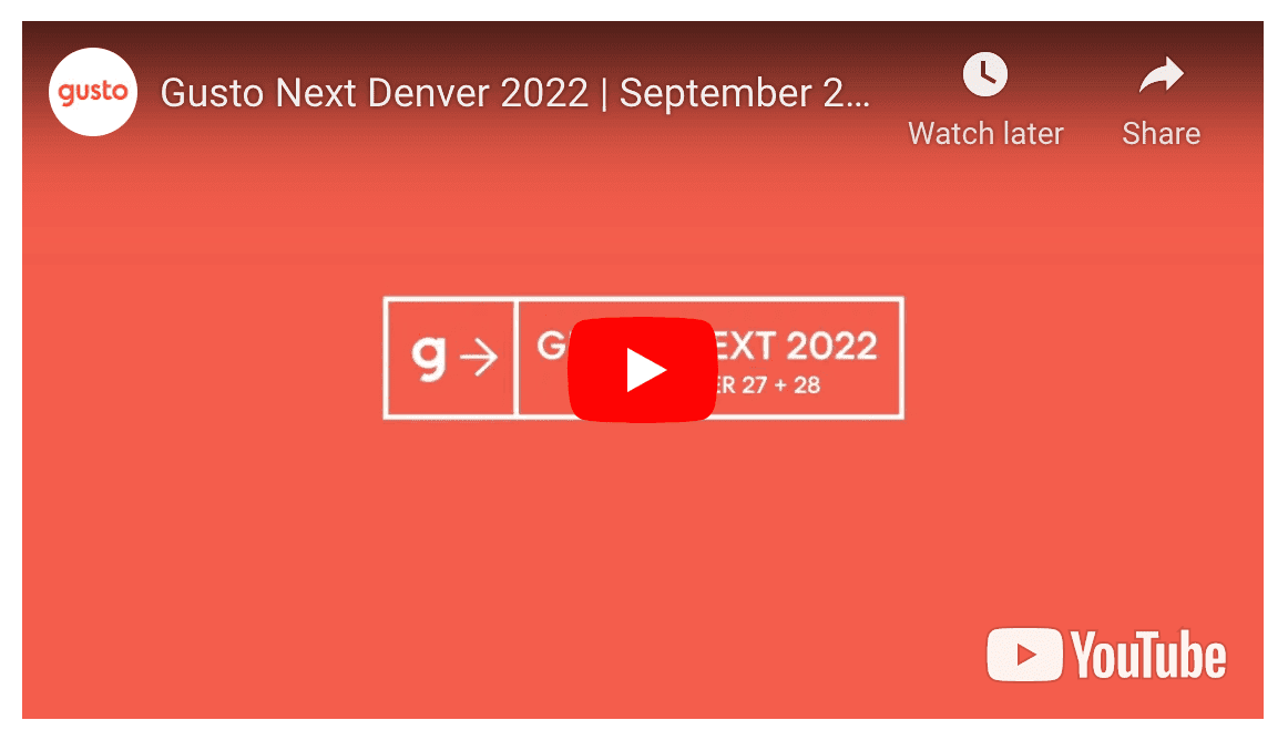 Gusto Next Denver 2022 Video