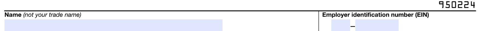 Form 941 instructions, section 1, Name and EIN