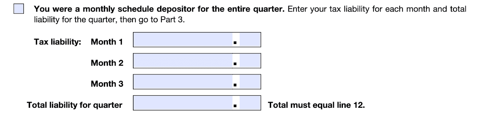 Form 941 instructions, section 2, Monthly depositor liability