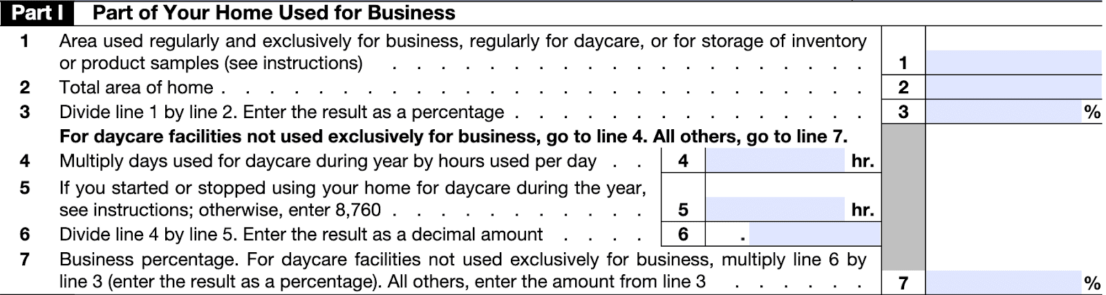 Form 8829 - Part 1