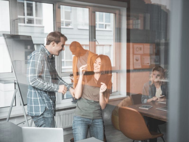 Accounting staff in a conference room working on a client project