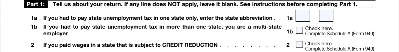 Screenshot of 2025 - Form 940 - Part 1