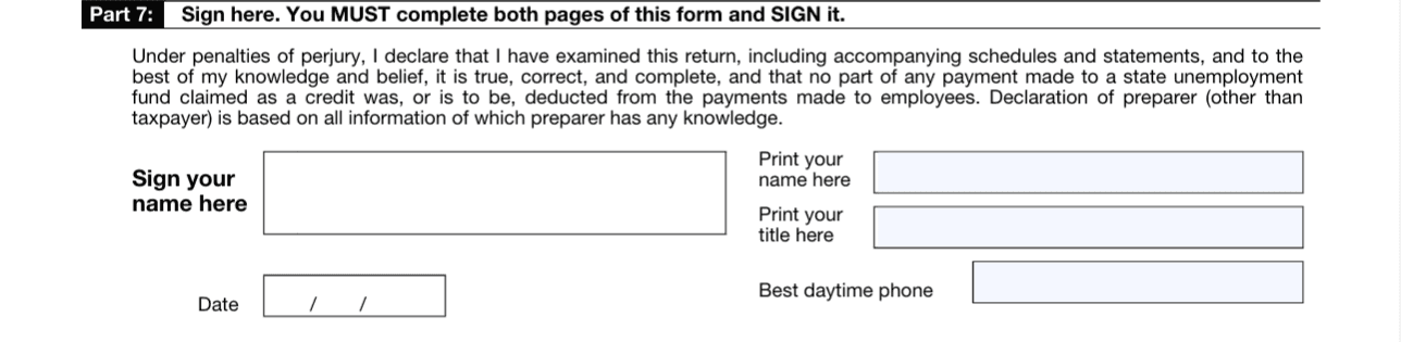 Screenshot of 2025 - Form 940 - Part 7
