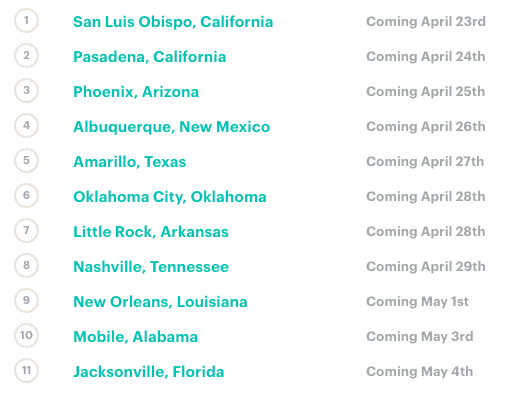Extra Mile Award cities