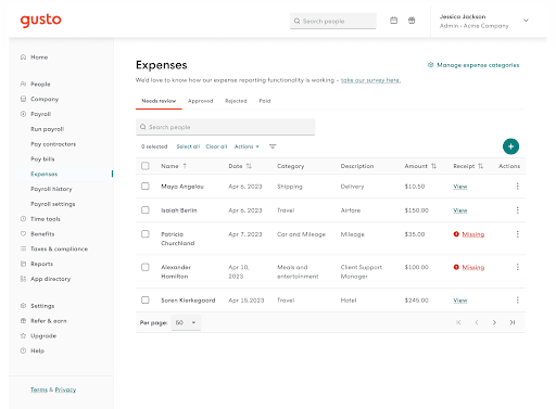 Improved expense-review management and admin notifications