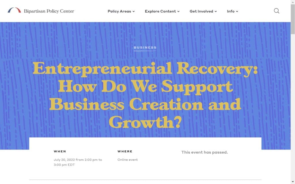 Screenshot of the Bipartisan Policy Center website.