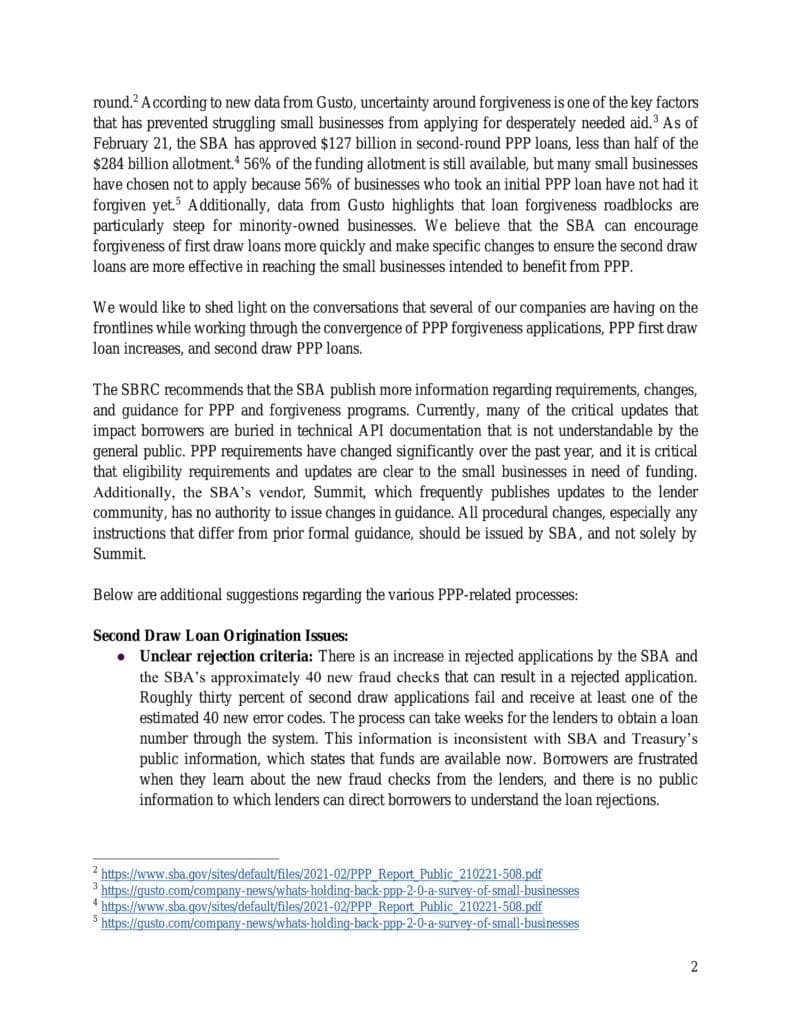 Small Business Relief Council Letter - 02.25.21 - page 2/7