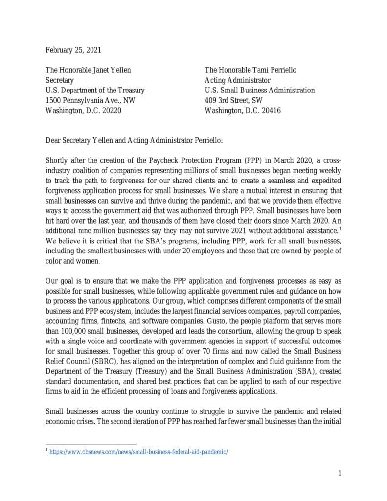 Small Business Relief Council Letter - 02.25.21 - page 1/7