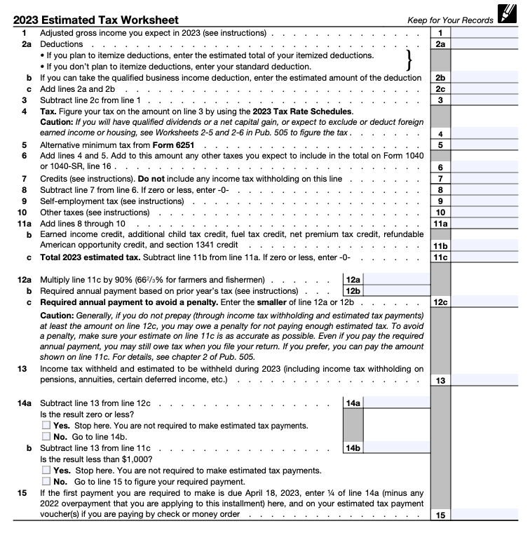 Form 1040-ES - 2023