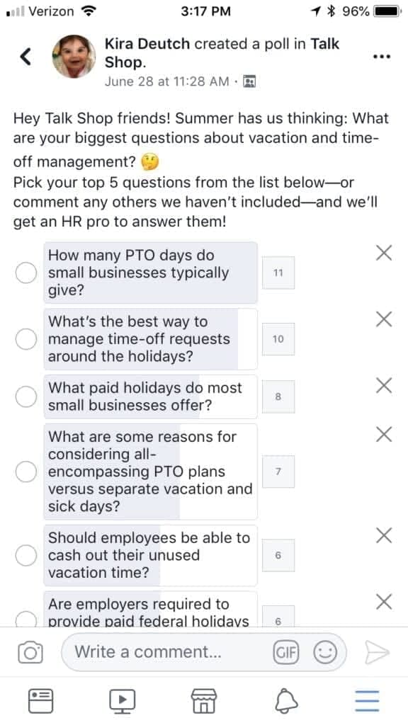 Talk Shop top PTO questions poll