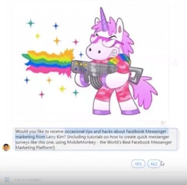 screenshot of facebook messenger marketing example