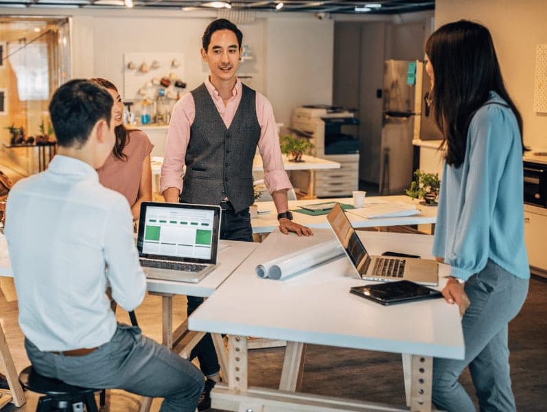 Young multi ethnic-group of people working in modern office.