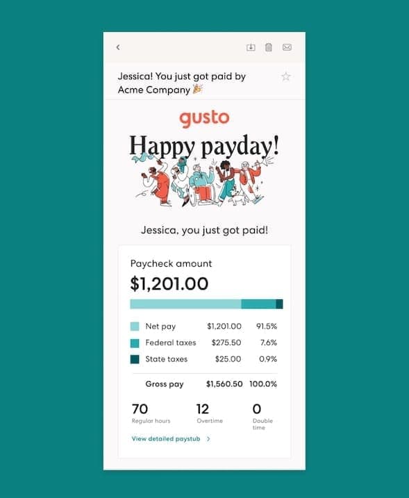Payday email - Gusto brand refresh