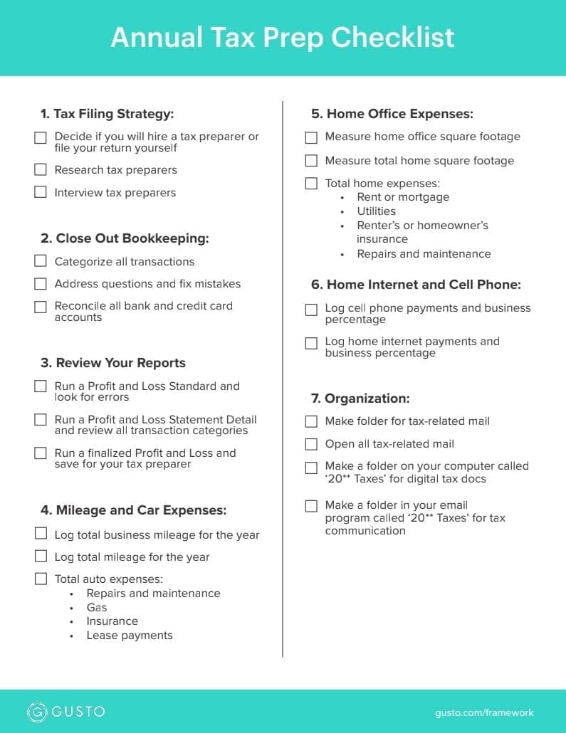 Free tax prep checklist for small business owners