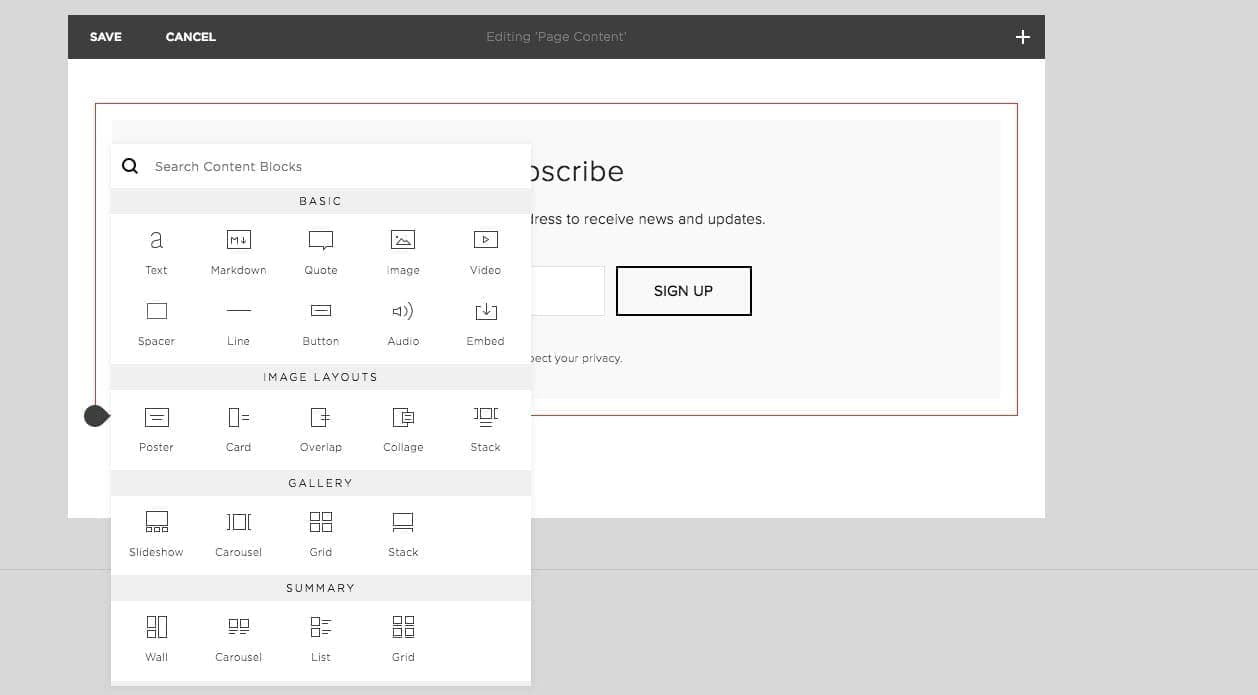 Squarespace Screenshot