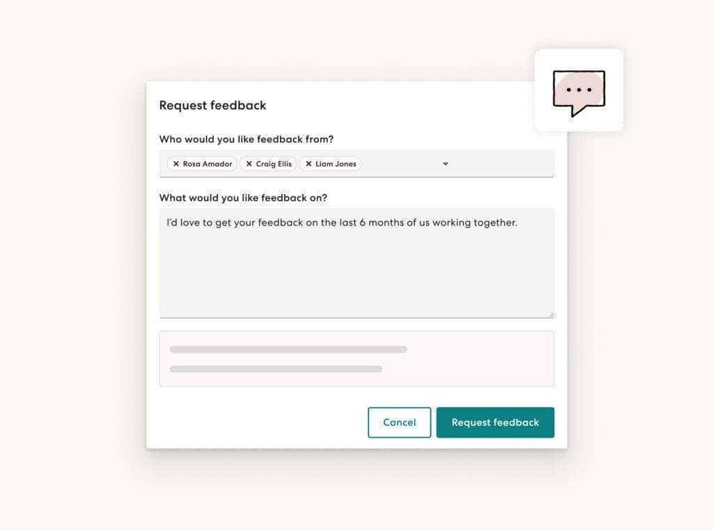 Screenshot of Gusto's Performance Review's Request Feedback form
