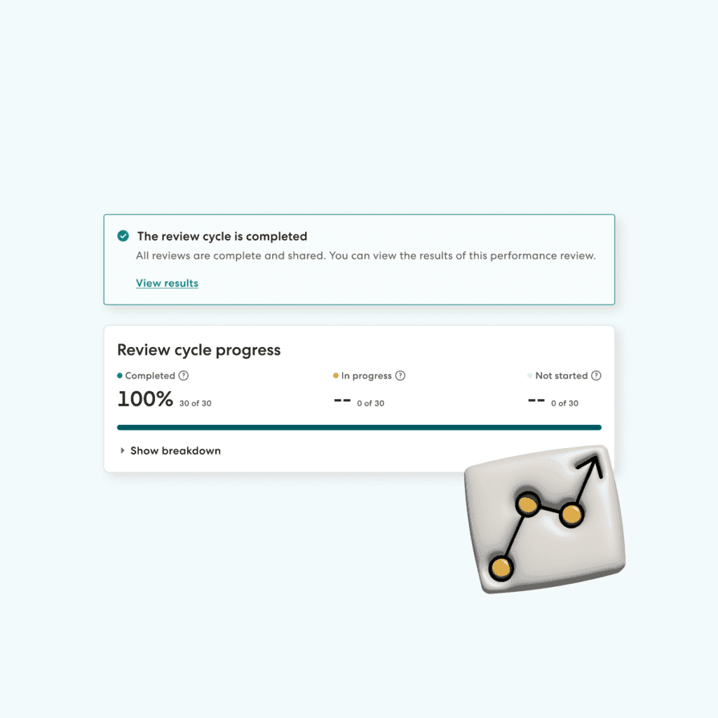 Product screenshot of Gusto's performance reviews feature