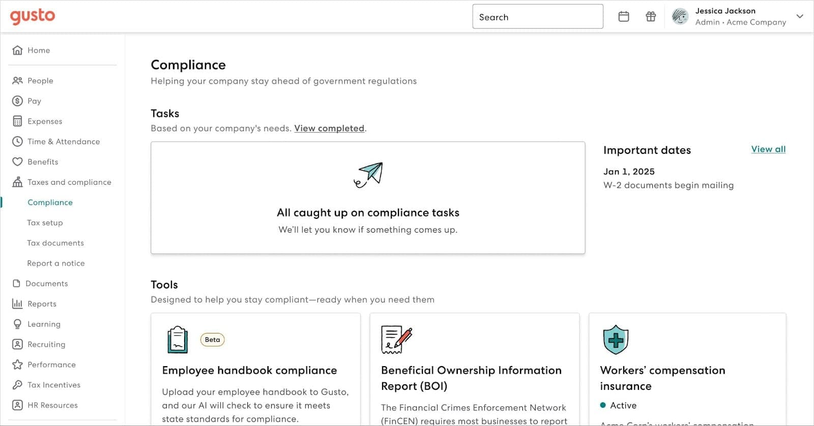 Visual of Gusto Compliance