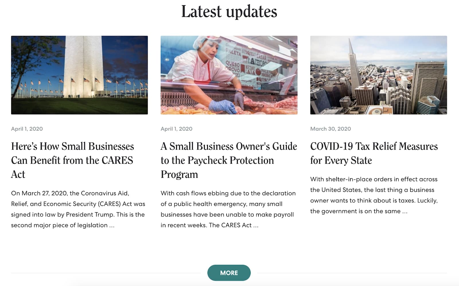 A screenshot of our Covid-19 Resource Hub