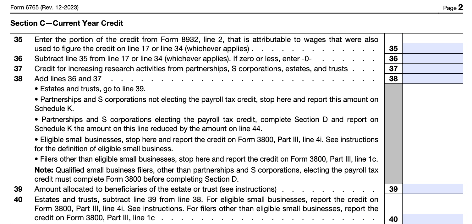 Form 6765 -Section C