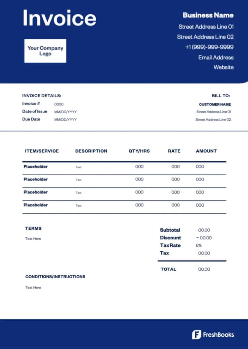 invoice template from FreshBooks