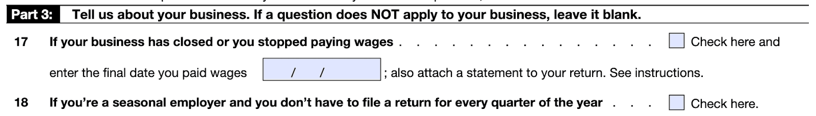 Form 941 instructions, section 3