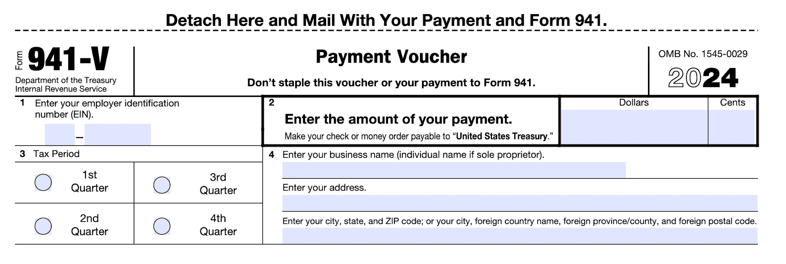 Form 941-V payment voucher