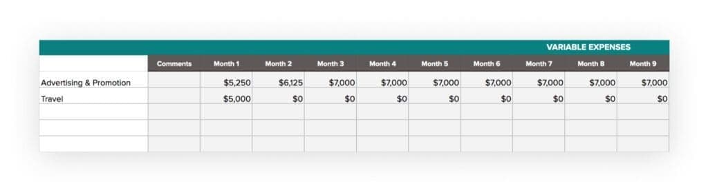 Variable Expenses
