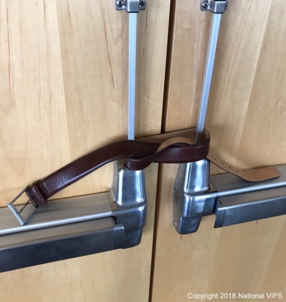 Close up of door tie off