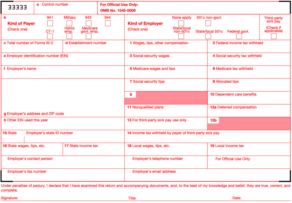 IRS W-3 form