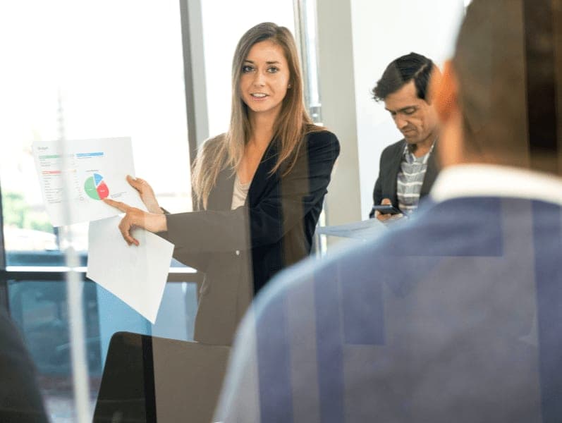 Female leader showing an example leadership profile