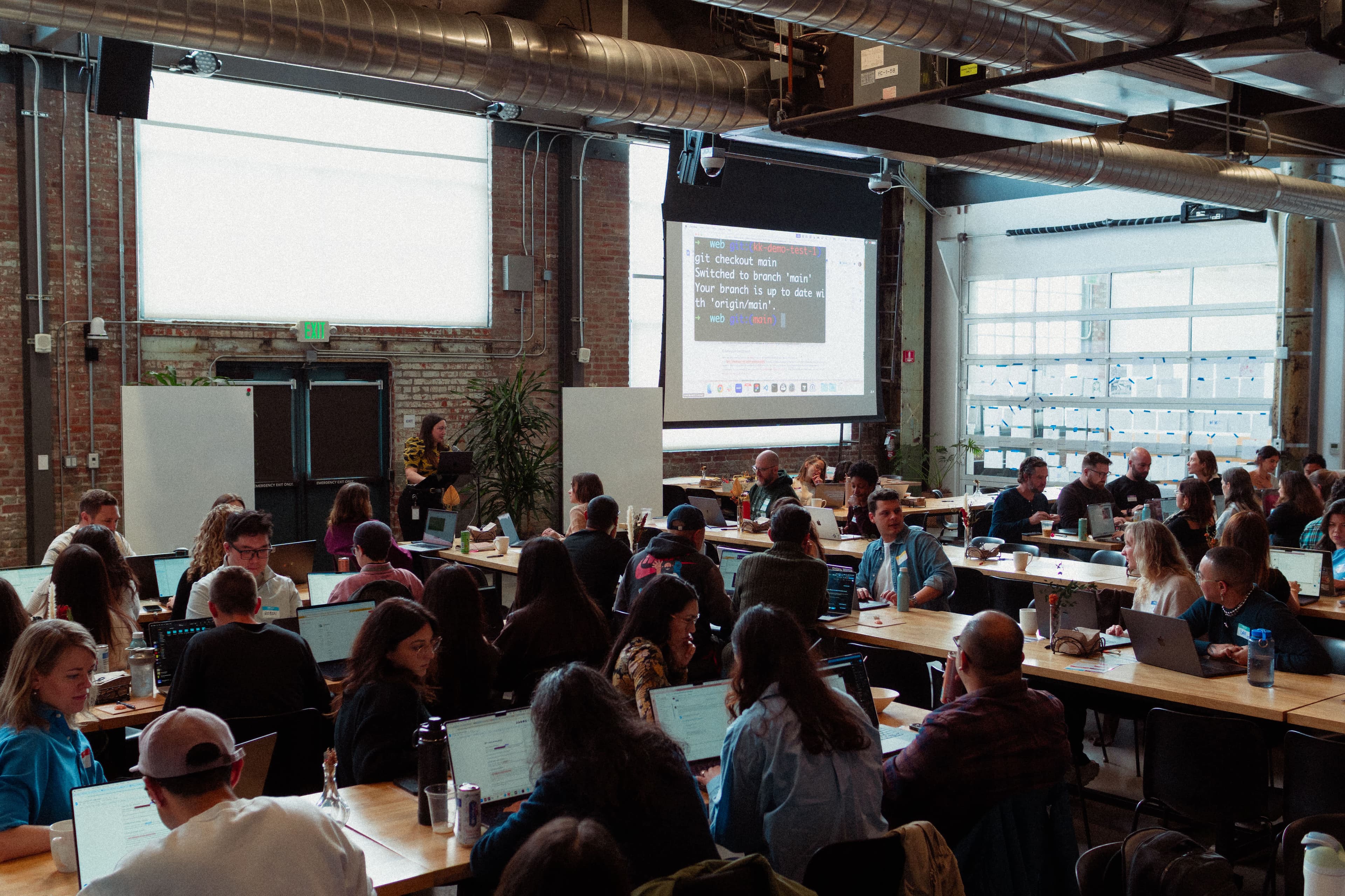 Katie leading a session to teach the design team how to ship a pull request, December 2025